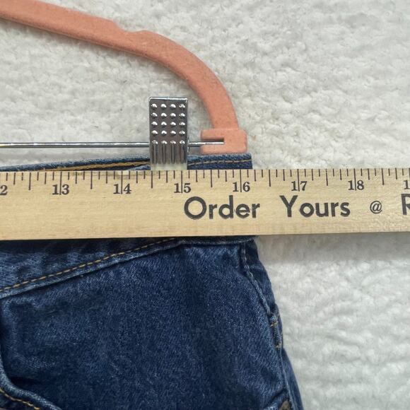 Levis 577 Jeans Womens 32 Medium Blue Loose Fit Lower Rise Crop Raw Hem Straight - Picture 8 of 11